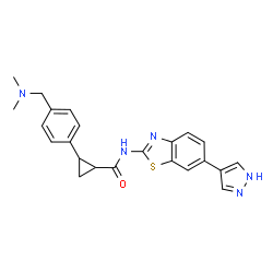 ChemSpider 2D Image | 2-{4-[(Dimethylamino)methyl]phenyl}-N-[6-(1H-pyrazol-4-yl)-1,3-benzothiazol-2-yl]cyclopropanecarboxamide | C23H23N5OS