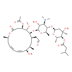 ChemSpider 2D Image | (2S,3S,4R,6S)-6-{[(2R,3S,4R,5R,6S)-6-{[(4R,5S,6S,7R,9R,10R,11Z,13Z,16R)-4-Acetoxy-10-hydroxy-5-methoxy-9,16-dimethyl-2-oxo-7-(2-oxoethyl)oxacyclohexadeca-11,13-dien-6-yl]oxy}-4-(dimethylamino)-5-hydro
xy-2-methyltetrahydro-2H-pyran-3-yl]oxy}-4-hydroxy-2,4-dimethyltetrahydro-2H-pyran-3-yl 3-methylbutanoate | C42H69NO15