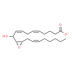 ChemSpider 2D Image | (5Z,8Z)-10-Hydroxy-10-{(2R,3S)-3-[(2Z)-2-octen-1-yl]-2-oxiranyl}-5,8-decadienoate | C20H31O4