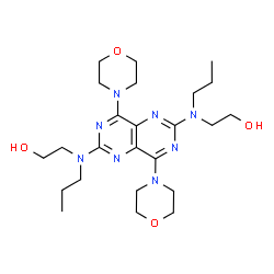 ChemSpider 2D Image | 2,2'-{[4,8-Di(4-morpholinyl)pyrimido[5,4-d]pyrimidine-2,6-diyl]bis(propylimino)}diethanol | C24H40N8O4