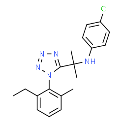 ChemSpider 2D Image | 4-Chloro-N-{2-[1-(2-ethyl-6-methylphenyl)-1H-tetrazol-5-yl]-2-propanyl}aniline | C19H22ClN5