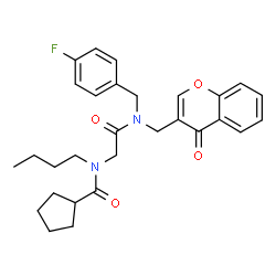 ChemSpider 2D Image | N-Butyl-N-(2-{(4-fluorobenzyl)[(4-oxo-4H-chromen-3-yl)methyl]amino}-2-oxoethyl)cyclopentanecarboxamide | C29H33FN2O4