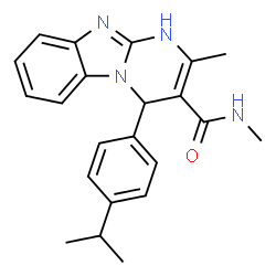 ChemSpider 2D Image | 4-(4-Isopropylphenyl)-N,2-dimethyl-1,4-dihydropyrimido[1,2-a]benzimidazole-3-carboxamide | C22H24N4O