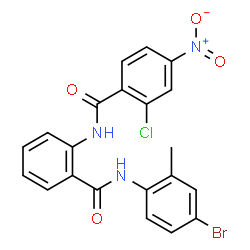 ChemSpider 2D Image | N-{2-[(4-Bromo-2-methylphenyl)carbamoyl]phenyl}-2-chloro-4-nitrobenzamide | C21H15BrClN3O4