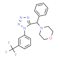 ChemSpider 2D Image | 4-(Phenyl{1-[3-(trifluoromethyl)phenyl]-1H-tetrazol-5-yl}methyl)morpholine | C19H18F3N5O