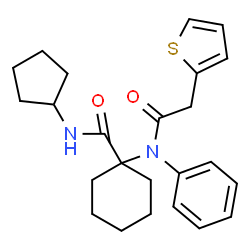 ChemSpider 2D Image | N-Cyclopentyl-1-[phenyl(2-thienylacetyl)amino]cyclohexanecarboxamide | C24H30N2O2S