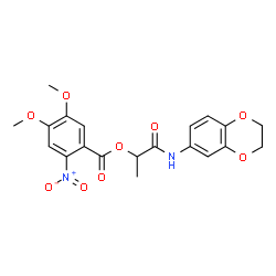 ChemSpider 2D Image | 1-(2,3-Dihydro-1,4-benzodioxin-6-ylamino)-1-oxo-2-propanyl 4,5-dimethoxy-2-nitrobenzoate | C20H20N2O9