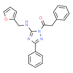 ChemSpider 2D Image | 1-[5-(2-furanylmethylamino)-3-phenyl-1,2,4-triazol-1-yl]-2-phenylethanone | C21H18N4O2