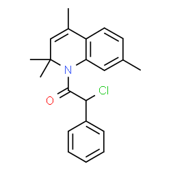 ChemSpider 2D Image | 2-Chloro-2-phenyl-1-(2,2,4,7-tetramethyl-1(2H)-quinolinyl)ethanone | C21H22ClNO