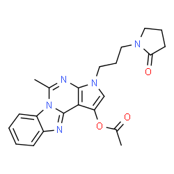ChemSpider 2D Image | 5-Methyl-3-[3-(2-oxo-1-pyrrolidinyl)propyl]-3H-pyrrolo[2',3':4,5]pyrimido[1,6-a]benzimidazol-1-yl acetate | C22H23N5O3