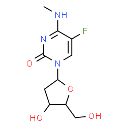 ChemSpider 2D Image | 1-(2-Deoxypentofuranosyl)-5-fluoro-4-(methylamino)-2(1H)-pyrimidinone | C10H14FN3O4
