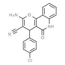 ChemSpider 2D Image | 4H-pyrano[3,2-c]quinoline-3-carbonitrile, 2-amino-4-(4-chlorophenyl)-5-hydroxy- | C19H12ClN3O2