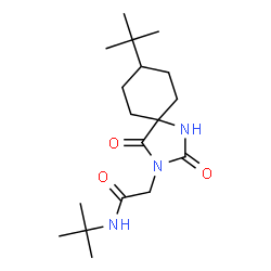 ChemSpider 2D Image | N-(2-Methyl-2-propanyl)-2-[8-(2-methyl-2-propanyl)-2,4-dioxo-1,3-diazaspiro[4.5]dec-3-yl]acetamide | C18H31N3O3