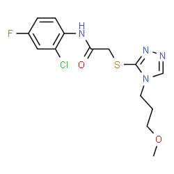 ChemSpider 2D Image | N-(2-Chloro-4-fluorophenyl)-2-{[4-(3-methoxypropyl)-4H-1,2,4-triazol-3-yl]sulfanyl}acetamide | C14H16ClFN4O2S
