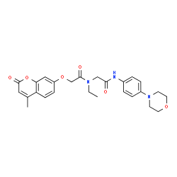 ChemSpider 2D Image | N~2~-Ethyl-N~2~-{[(4-methyl-2-oxo-2H-chromen-7-yl)oxy]acetyl}-N-[4-(4-morpholinyl)phenyl]glycinamide | C26H29N3O6