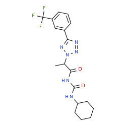 ChemSpider 2D Image | N-(Cyclohexylcarbamoyl)-2-{5-[3-(trifluoromethyl)phenyl]-2H-tetrazol-2-yl}propanamide | C18H21F3N6O2