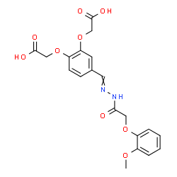 ChemSpider 2D Image | 2,2'-{[4-({[(2-Methoxyphenoxy)acetyl]hydrazono}methyl)-1,2-phenylene]bis(oxy)}diacetic acid | C20H20N2O9