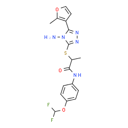 ChemSpider 2D Image | 2-{[4-Amino-5-(2-methyl-3-furyl)-4H-1,2,4-triazol-3-yl]sulfanyl}-N-[4-(difluoromethoxy)phenyl]propanamide | C17H17F2N5O3S