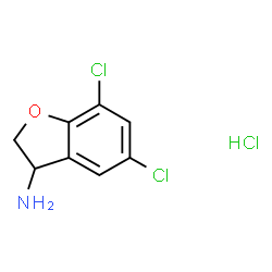 ChemSpider 2D Image | 5,7-Dichloro-2,3-dihydro-1-benzofuran-3-amine hydrochloride (1:1) | C8H8Cl3NO