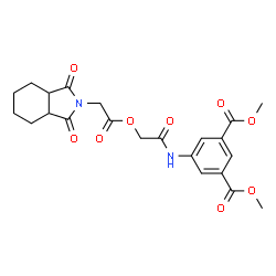 ChemSpider 2D Image | Dimethyl 5-({[2-(1,3-dioxooctahydro-2H-isoindol-2-yl)acetoxy]acetyl}amino)isophthalate | C22H24N2O9