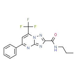 ChemSpider 2D Image | 5-Phenyl-N-propyl-7-(trifluoromethyl)[1,2,4]triazolo[1,5-a]pyrimidine-2-carboxamide | C16H14F3N5O