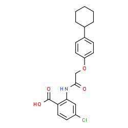 ChemSpider 2D Image | 4-Chloro-2-{[(4-cyclohexylphenoxy)acetyl]amino}benzoic acid | C21H22ClNO4