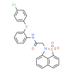 ChemSpider 2D Image | N-{2-[(4-Chlorophenyl)sulfanyl]phenyl}-2-(1,1-dioxido-2H-naphtho[1,8-cd][1,2]thiazol-2-yl)acetamide | C24H17ClN2O3S2