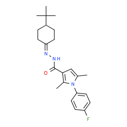 ChemSpider 2D Image | 1-(4-Fluorophenyl)-2,5-dimethyl-N'-[4-(2-methyl-2-propanyl)cyclohexylidene]-1H-pyrrole-3-carbohydrazide | C23H30FN3O