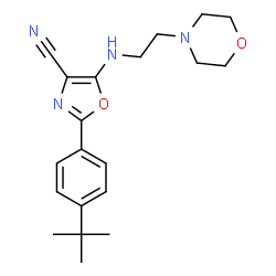 ChemSpider 2D Image | 2-(4-tert-butylphenyl)-5-{[2-(morpholin-4-yl)ethyl]amino}-1,3-oxazole-4-carbonitrile | C20H26N4O2
