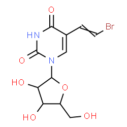 ChemSpider 2D Image | 5-(2-Bromovinyl)-1-pentofuranosyl-2,4(1H,3H)-pyrimidinedione | C11H13BrN2O6