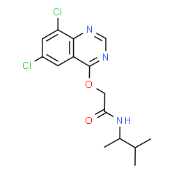 ChemSpider 2D Image | 2-[(6,8-Dichloro-4-quinazolinyl)oxy]-N-(3-methyl-2-butanyl)acetamide | C15H17Cl2N3O2