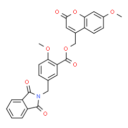 ChemSpider 2D Image | (7-Methoxy-2-oxo-2H-chromen-4-yl)methyl 5-[(1,3-dioxo-1,3-dihydro-2H-isoindol-2-yl)methyl]-2-methoxybenzoate | C28H21NO8