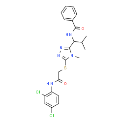 ChemSpider 2D Image | N-{1-[5-({2-[(2,4-Dichlorophenyl)amino]-2-oxoethyl}sulfanyl)-4-methyl-4H-1,2,4-triazol-3-yl]-2-methylpropyl}benzamide | C22H23Cl2N5O2S