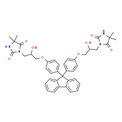 ChemSpider 2D Image | 3,3'-{9H-Fluorene-9,9-diylbis[4,1-phenyleneoxy(2-hydroxy-3,1-propanediyl)]}bis(5,5-dimethyl-2,4-imidazolidinedione) | C41H42N4O8