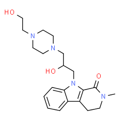 ChemSpider 2D Image | 9-{2-Hydroxy-3-[4-(2-hydroxyethyl)-1-piperazinyl]propyl}-2-methyl-2,3,4,9-tetrahydro-1H-beta-carbolin-1-one | C21H30N4O3