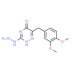 ChemSpider 2D Image | 6-(3,4-Dimethoxybenzyl)-3-hydrazino-1,2,4-triazin-5(2H)-one | C12H15N5O3