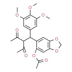 ChemSpider 2D Image | 6-[2-Acetyl-3-oxo-1-(3,4,5-trimethoxyphenyl)butyl]-1,3-benzodioxol-5-yl acetate | C24H26O9