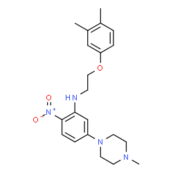 ChemSpider 2D Image | N-[2-(3,4-Dimethylphenoxy)ethyl]-5-(4-methyl-1-piperazinyl)-2-nitroaniline | C21H28N4O3