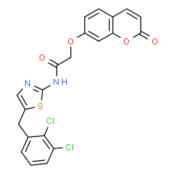 ChemSpider 2D Image | N-[5-(2,3-Dichlorobenzyl)-1,3-thiazol-2-yl]-2-[(2-oxo-2H-chromen-7-yl)oxy]acetamide | C21H14Cl2N2O4S