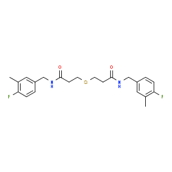 ChemSpider 2D Image | 3,3'-Sulfanediylbis[N-(4-fluoro-3-methylbenzyl)propanamide] | C22H26F2N2O2S