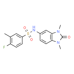ChemSpider 2D Image | N-(1,3-dimethyl-2-oxo-5-benzimidazolyl)-4-fluoro-3-methylbenzenesulfonamide | C16H16FN3O3S