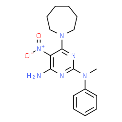 ChemSpider 2D Image | 6-(1-Azepanyl)-N~2~-methyl-5-nitro-N~2~-phenyl-2,4-pyrimidinediamine | C17H22N6O2