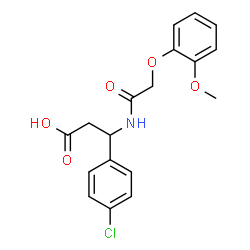 ChemSpider 2D Image | 3-(4-Chlorophenyl)-3-{[(2-methoxyphenoxy)acetyl]amino}propanoic acid | C18H18ClNO5