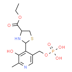 ChemSpider 2D Image | Ethyl 2-{3-hydroxy-2-methyl-5-[(phosphonooxy)methyl]-4-pyridinyl}-1,3-thiazolidine-4-carboxylate | C13H19N2O7PS