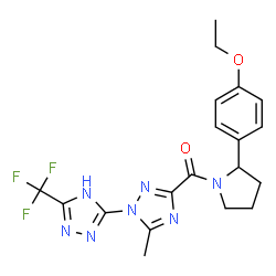 ChemSpider 2D Image | [2-(4-Ethoxyphenyl)-1-pyrrolidinyl][5-methyl-5'-(trifluoromethyl)-1'H-1,3'-bi-1,2,4-triazol-3-yl]methanone | C19H20F3N7O2