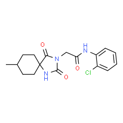 ChemSpider 2D Image | N-(2-Chlorophenyl)-2-(8-methyl-2,4-dioxo-1,3-diazaspiro[4.5]dec-3-yl)acetamide | C17H20ClN3O3