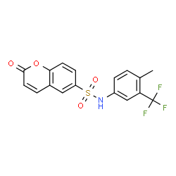 ChemSpider 2D Image | N-[4-Methyl-3-(trifluoromethyl)phenyl]-2-oxo-2H-chromene-6-sulfonamide | C17H12F3NO4S