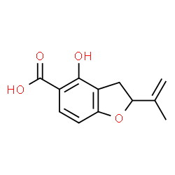 ChemSpider 2D Image | 4-Hydroxy-2-isopropenyl-2,3-dihydro-1-benzofuran-5-carboxylic acid | C12H12O4