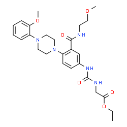 ChemSpider 2D Image | Ethyl N-({3-[(2-methoxyethyl)carbamoyl]-4-[4-(2-methoxyphenyl)-1-piperazinyl]phenyl}carbamoyl)glycinate | C26H35N5O6