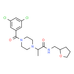 ChemSpider 2D Image | 2-[4-(3,5-Dichlorobenzoyl)-1-piperazinyl]-N-(tetrahydro-2-furanylmethyl)propanamide | C19H25Cl2N3O3